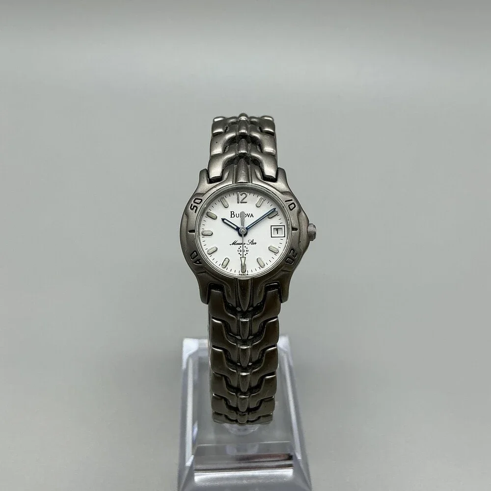 Bulova Marine Star Womens Watch 25mm White Dial Titanium NON RUNNING FOR PARTS